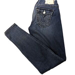 True Religion women's jeans size 25.  Silver badge on back of jeans.